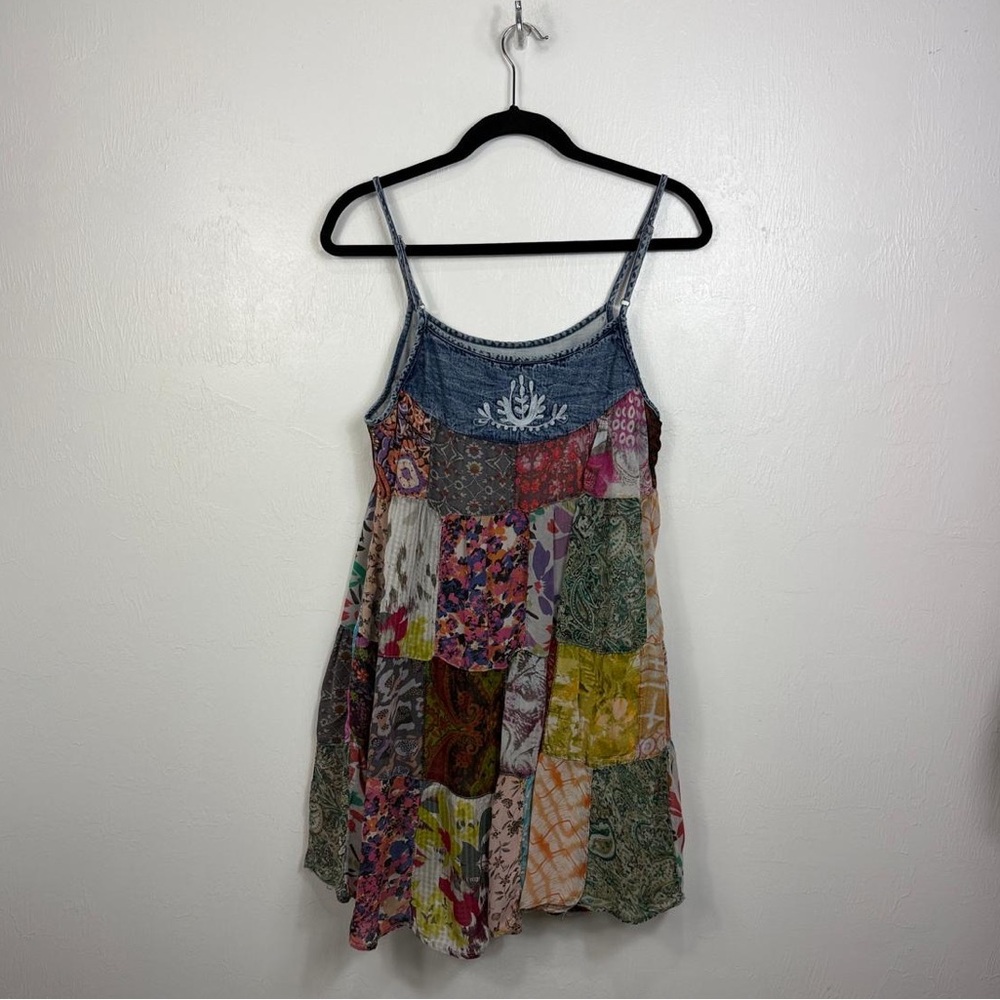 Young Threads Patchwork Boho Mini Dress Denim Bod… - image 4